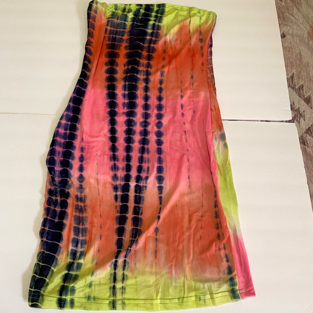 Color block tie dye dress